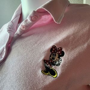 Vintage 90s Disney Embroidered Minnie Mouse Pink Polo Shirt